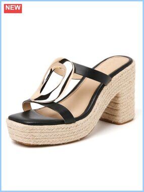Women's Block Heel Espadrille Sandals Slip On Open Toe Summer Heels
